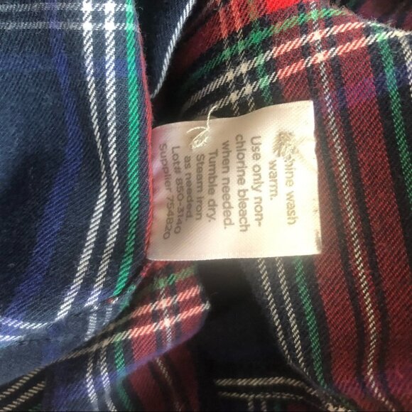 Plaid Button Long Sleeve Cotton Shirt Ladies Large in Navy Blue  / Red Mix - Picture 7 of 7